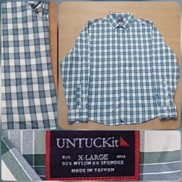 UNTUCKit Other - UNTUCKit Green Plaid Button Up Long Sleeve Shirt Size XL Men's Nylon Blend